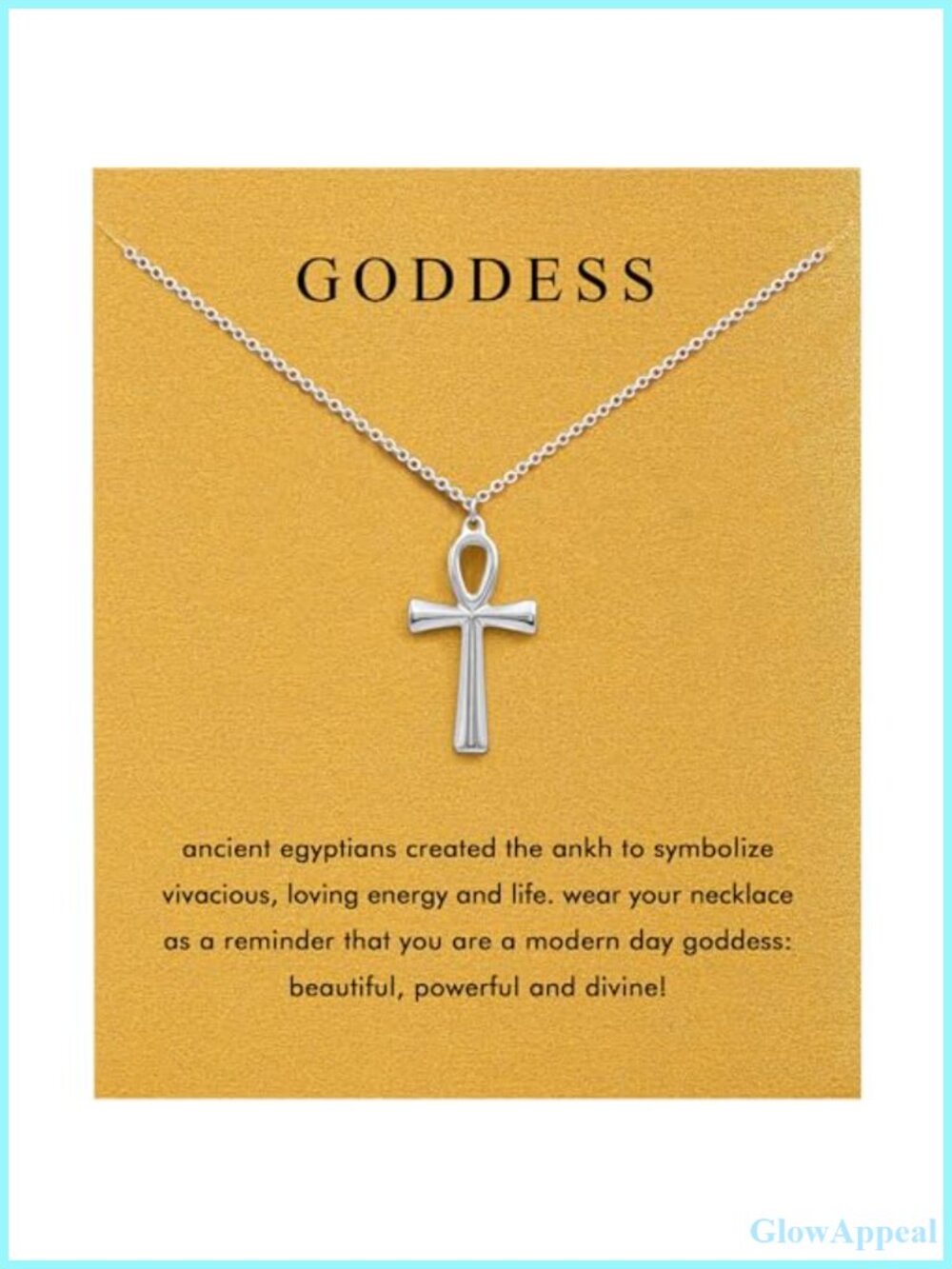 Ankh Cross Pendant Necklace Stainless Steel 19" Cubic Zirconia Gift for Women